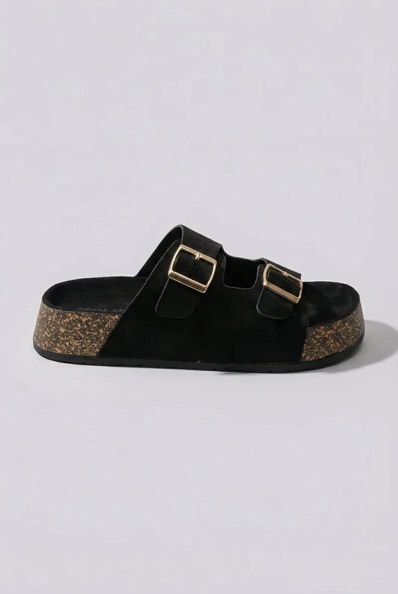 MARQUIIZ Platform Sandals Bold Buckles - 1157 - Black Suede