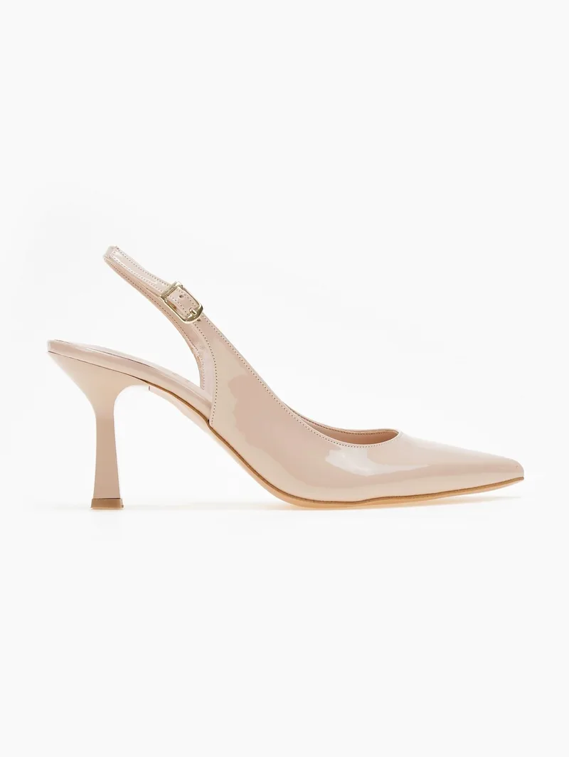 TFP Patent Pointed Pumps with Strap - 760 - Nude