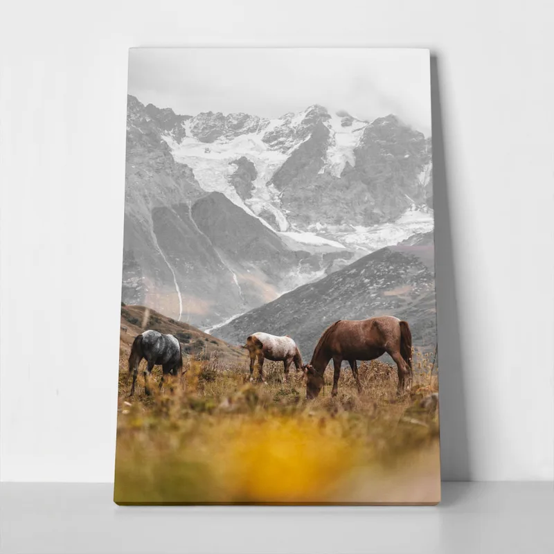 Πίνακας σε Καμβά RUSTIC FARMHOUSE HORSES 3