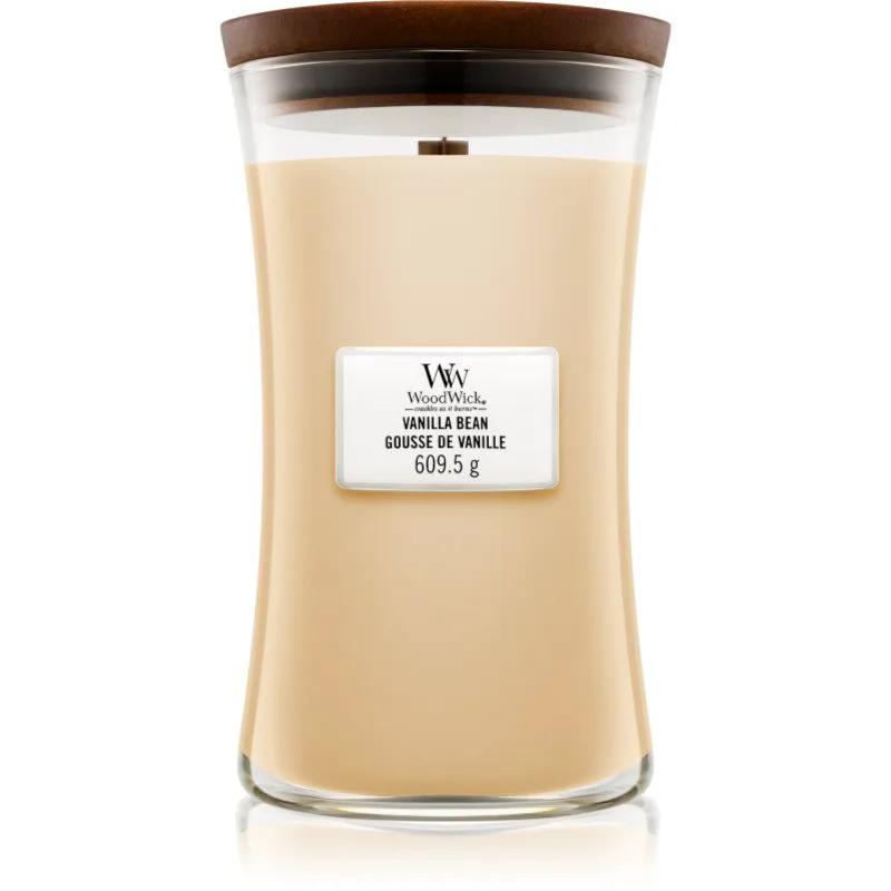 Woodwick Vanilla Bean αρωματικό κερί με ξύλινο φιτίλι 609.5 γρ