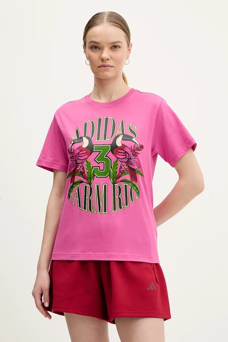 Βαμβακερό μπλουζάκι adidas x Farm Rio