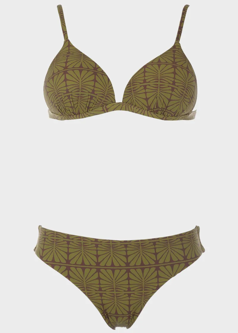 Bikini push up με σχέδια. Kαλύπτει B Cup ΧΑΚΙ
