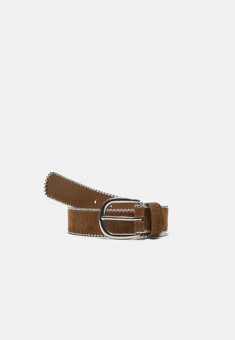 Stradivarius Ζώνη Με Πλαϊνές Χάντρες Καφέ 90