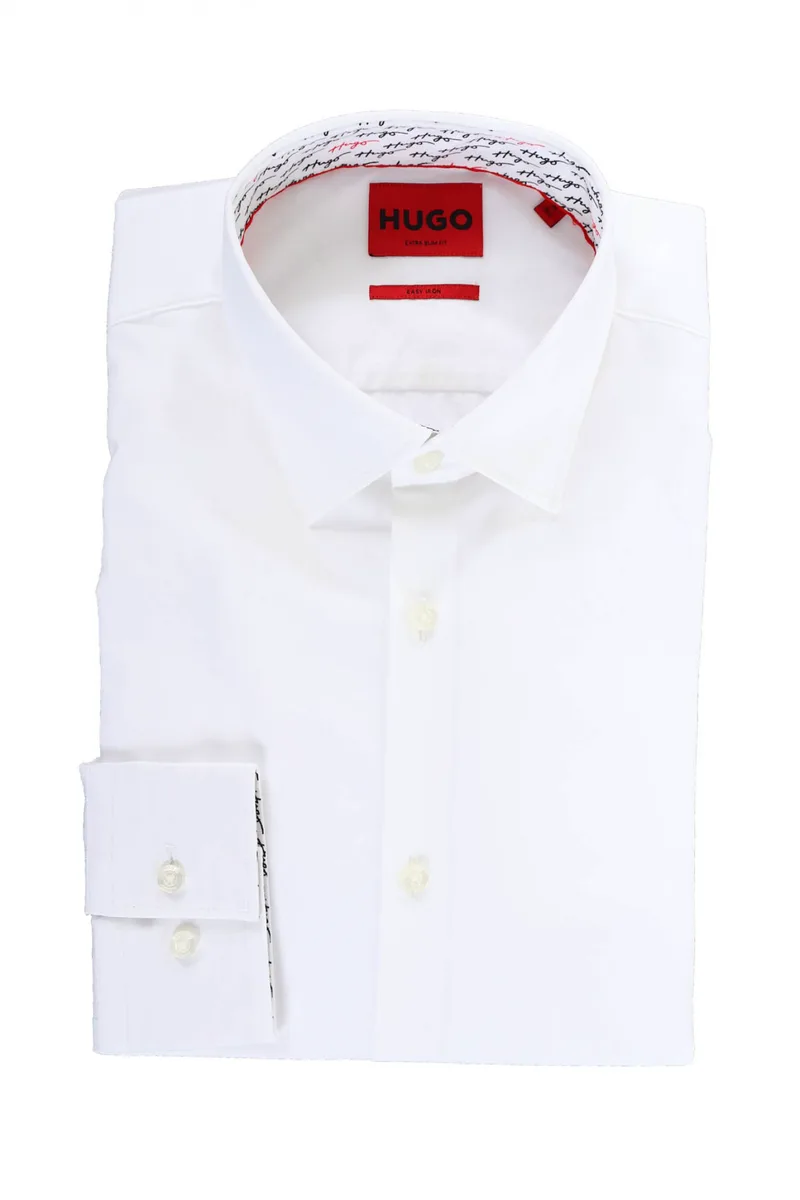 HUGO ΠΟΥΚΑΜΙΣΟ Ekoy EXTRA SLIM FIT EASY IRON ΛΕΥΚΟ