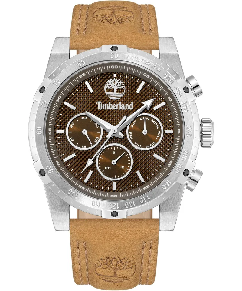 TIMBERLAND Stonington - TDWGF2230405, Silver case with Brown Leather Strap