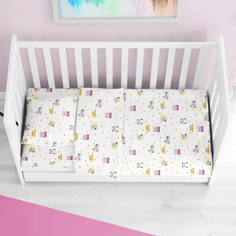 Σεντόνι Λίκνου (80x110) Dimcol Sweet Dreams 553 White - Ροζ