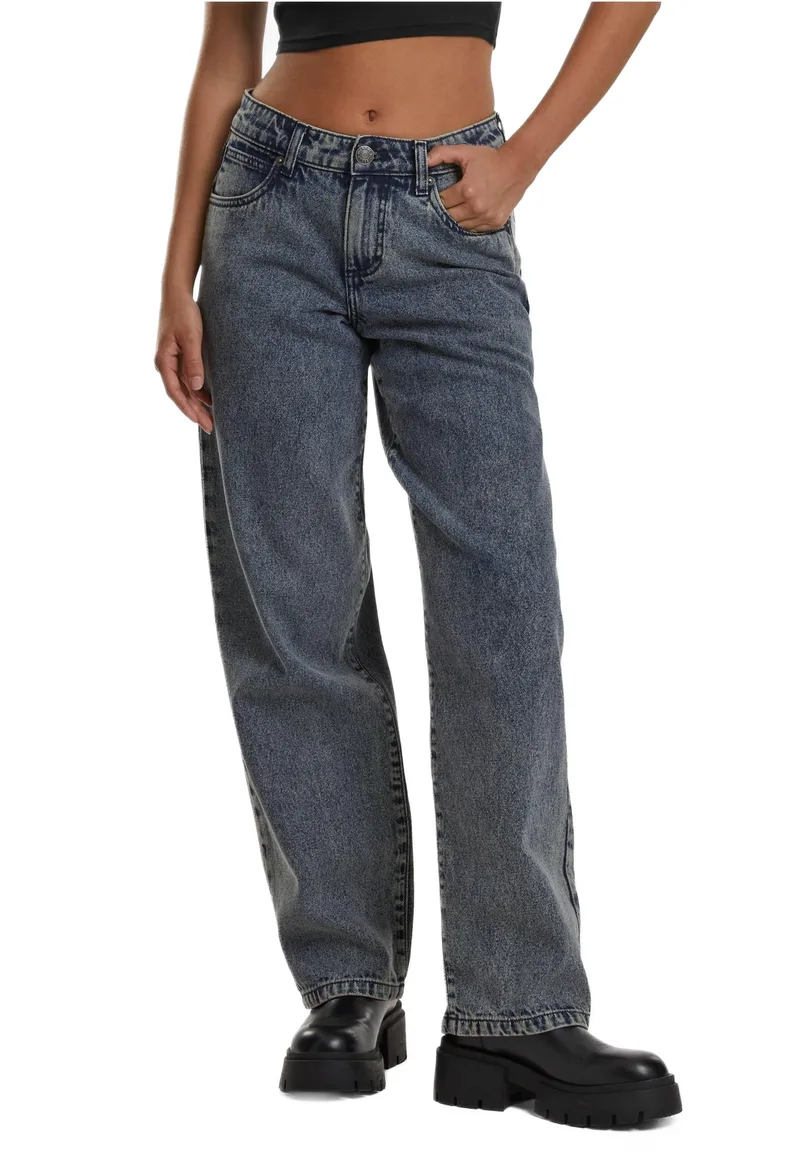 Ladies Mid Waist 90s Jeans Urban Classics TB7127-17835 Dirty Washed