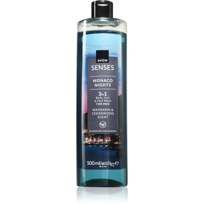 Avon Senses Monaco Nights τζελ για ντους 3 σε 1 500 ml