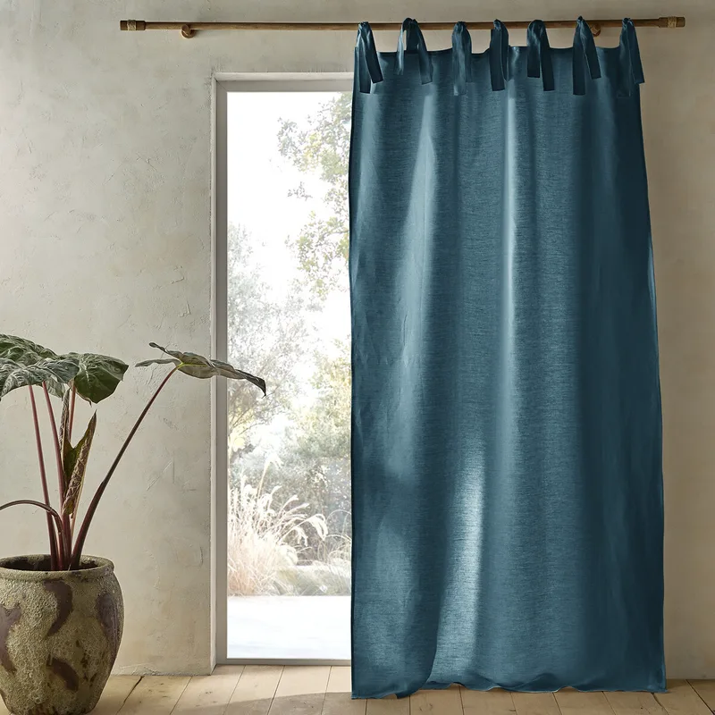 Λινό ριντό με επένδυση και φιογκάκια 140x220 cm