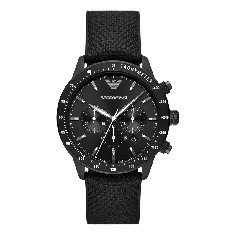 EMPORIO ARMANI Mario Black Fabric Strap AR11453