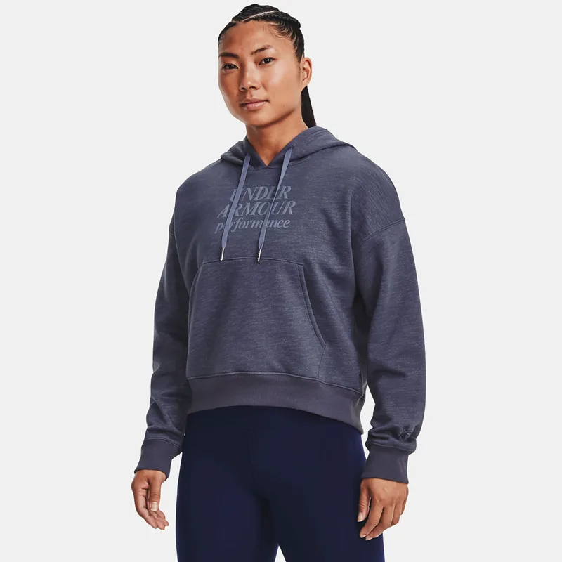 UA ESSENTIAL FLEECE SCRIPT HOODIE ΓΚΡΙ