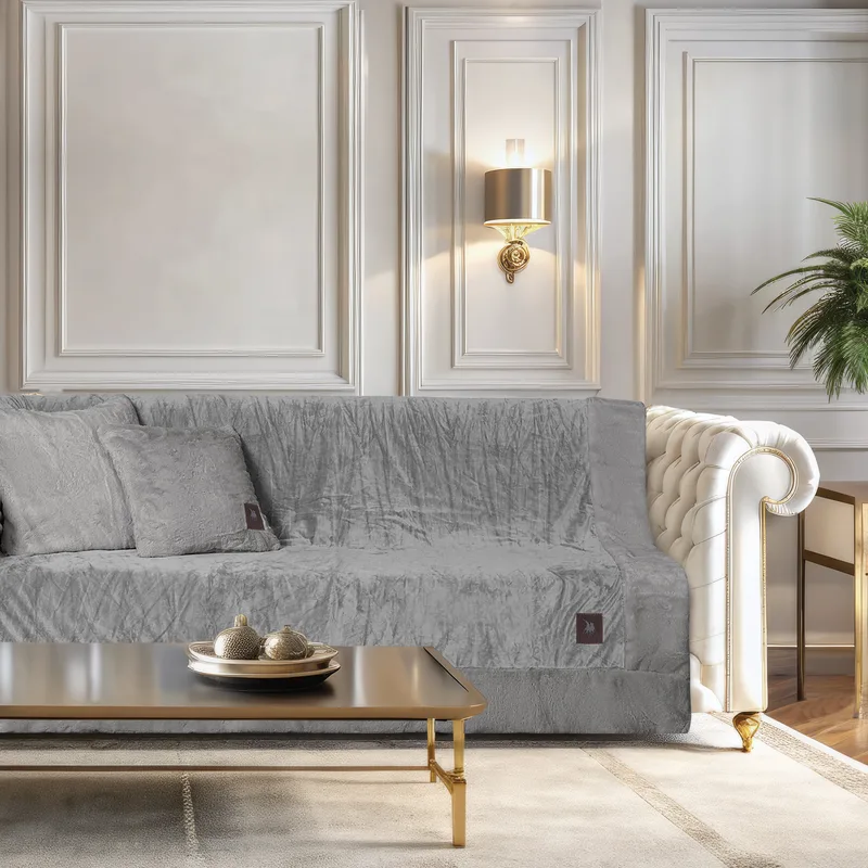 Ριχτάρι Velvet-Faux Fur Διθέσιος 180x250εκ. Premium 3970 Grey Greenwich Polo Club (Ύφασμα: Βελούδο, Χρώμα: Γκρι) - Greenwich Polo Club - 206182503970