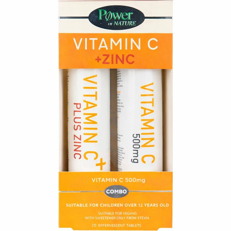 Power Health Promo Zinc+ Vitamin C Stevia 20 Effer.Tabs & Δώρο Vitamin C 500mg 20 Effer.Tabs