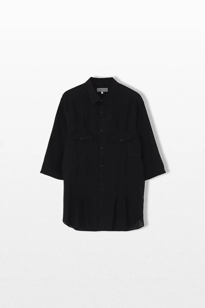 YOHJI YAMAMOTO Ανδρικό Μαύρο Lawn Pin Tuck Blouse