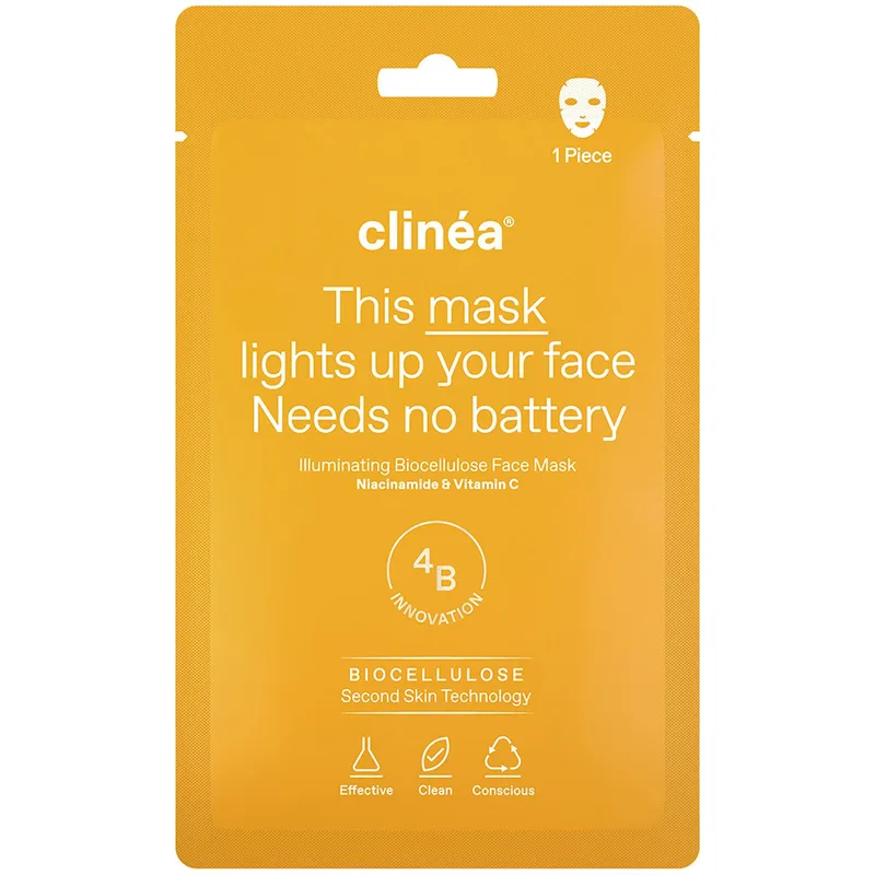 Clinea Illuminating Biocellulose Face Mask Μάσκα Προσώπου για Λάμψη με Βιοκυτταρίνη 1 Τεμάχιο