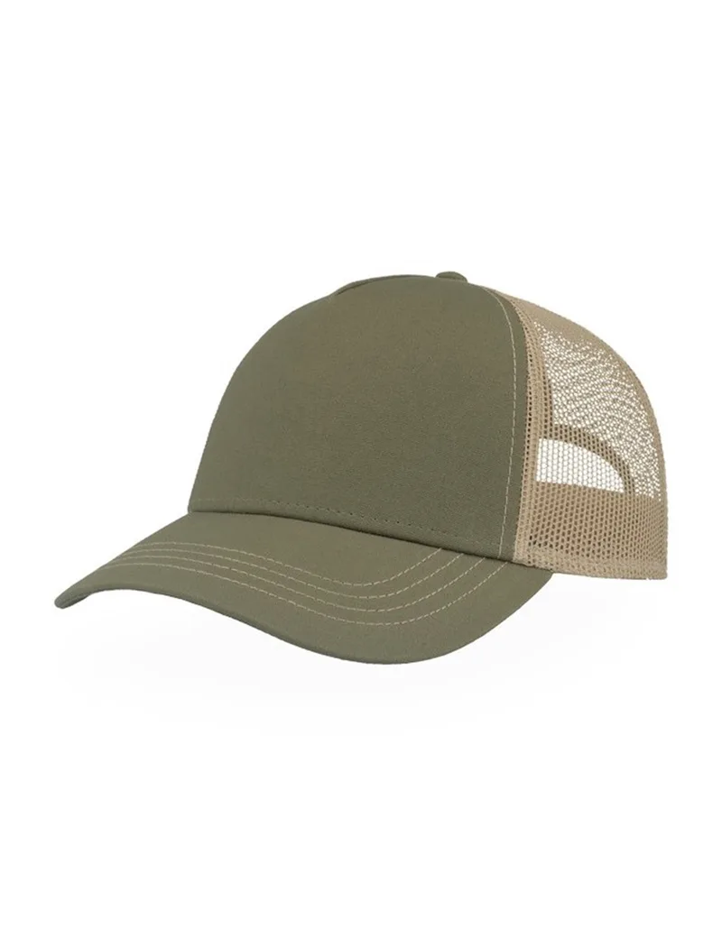 Πεντάφυλλο καπέλο τζόκεϊ με δίχτυ Atlantis S-Rapper Canvas Olive/Khaki