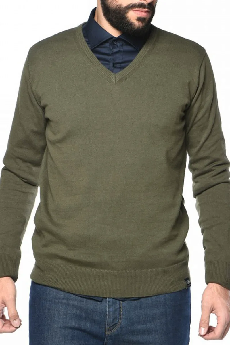 Πουλόβερ Camaro Με Λαιμόκοψη V 17501-813-11-00062-KHAKI Ανδρικό