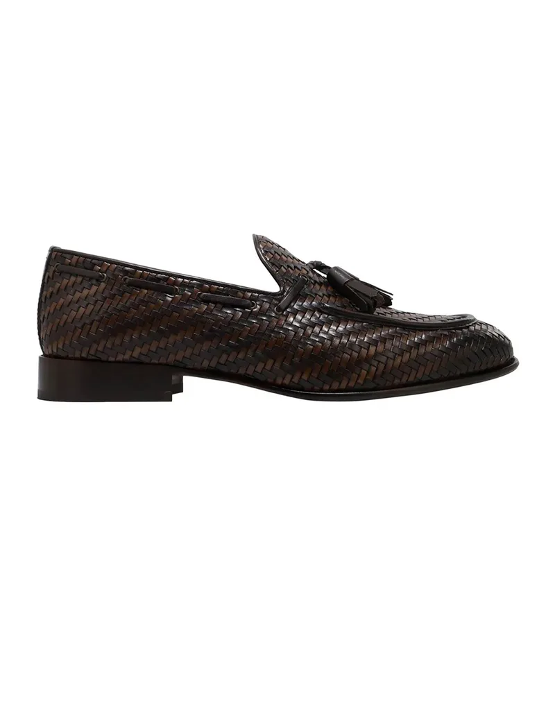 KALOGIROU AMBRA WOV LEA ΜΟΚΑΣΙΝΙΑ & LOAFERS ΚΑΛΟΓΗΡΟΥ AMBRA WOV LEA-BROWN/TABA DarkBrown