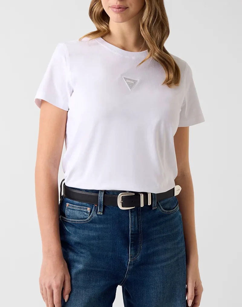 GUESS SS CN MINI STRASS TRIANGLE TEE ΜΠΛΟΥΖΑ ΓΥΝΑΙΚΕΙΟ W6GI10K3025-G011 White