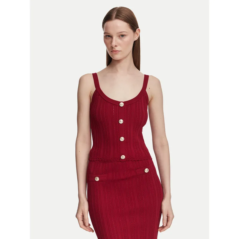 Guess Τοπ W6YR25 Z0972 Μπορντό Slim Fit
