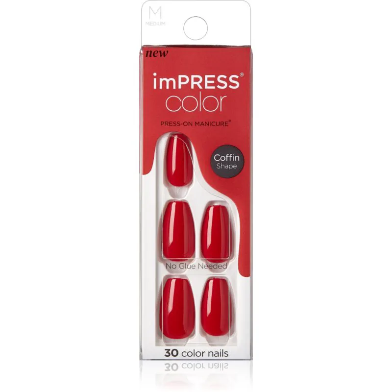 KISS imPRESS Color Medium Ψεύτικα νύχια Reddy or Not 30 τμχ