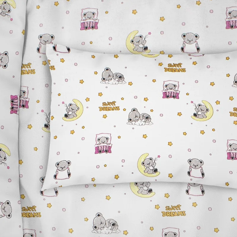 Παιδική Μαξιλαροθήκη Dimcol Sweet Dreams 553 White-Ροζ 50x70