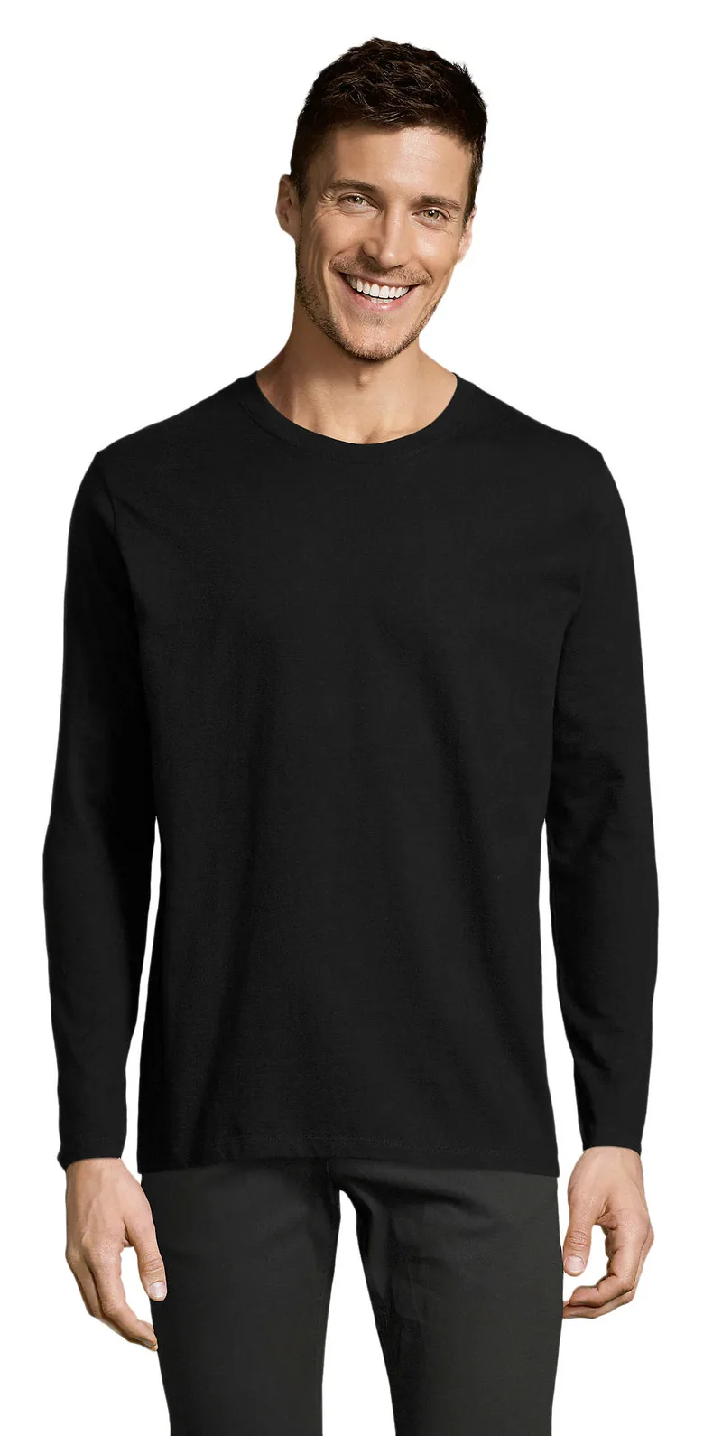 Ανδρικό μακρυμάνικο T-shirt Sol's Imperial LSL Men - 02074 Deep Black