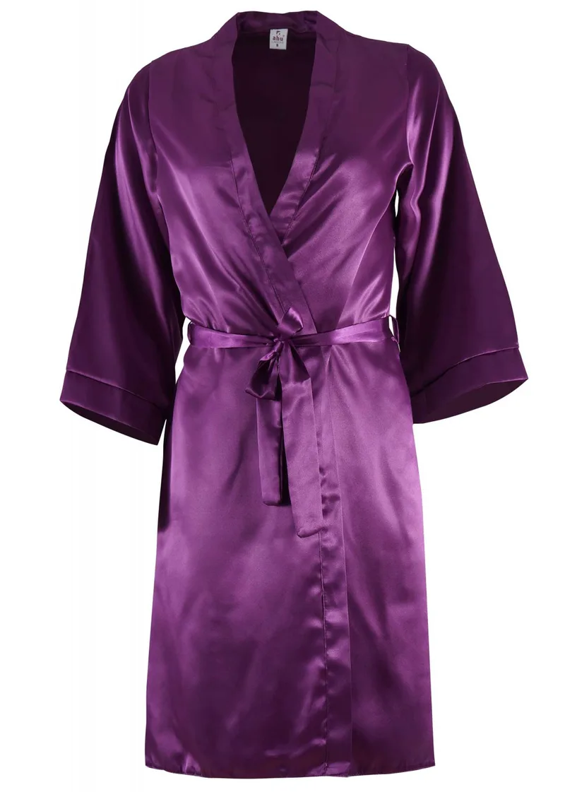 Γυναικεία ρόμπα saten με ζωνάκι στη μέση. Elegance style. ΜΩΒ