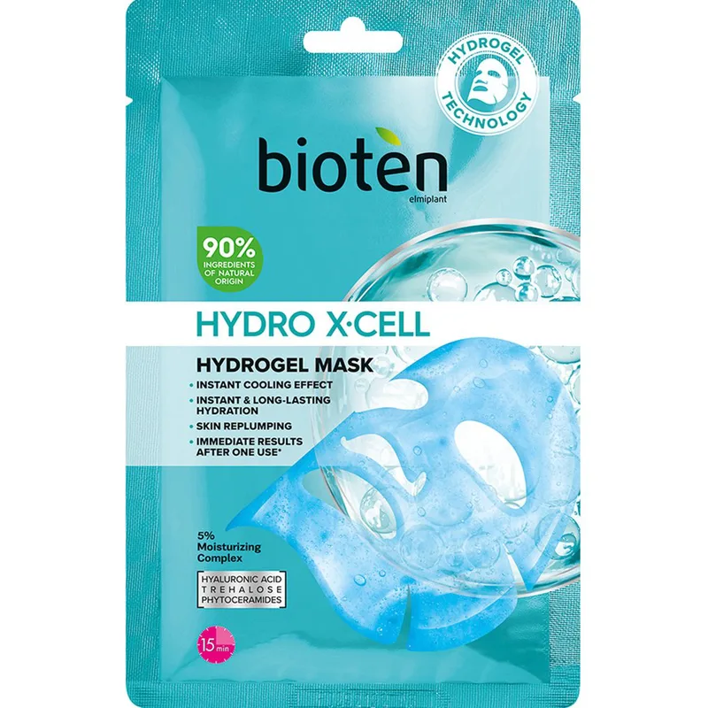 Bioten Hydro X-Cell Hydrogel Mask Μάσκα Προσώπου Υδρογέλης για Ενυδάτωση Διαρκείας, Ανανέωση του Δέρματος & Αίσθηση Δροσιάς 1 Τεμάχιο
