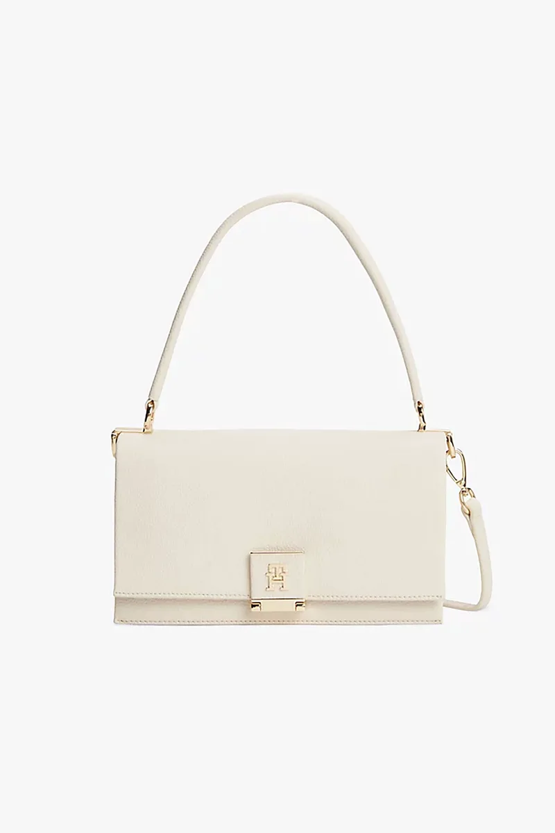 Tommy Hilfiger γυναικεία τσάντα crossbody με μεταλλικό monogram "Her" - AW0AW17216 Κρέμ