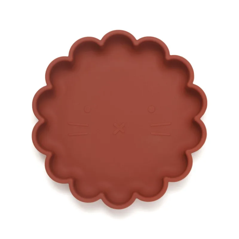 Πιάτο Σιλικόνης Με Βεντούζα Lion Baked Clay 18x18x3εκ. Petit Monkey PTM-SP4 (Υλικό: Σιλικόνη, Χρώμα: Κεραμιδί ) - Petit Monkey - PTM-SP4