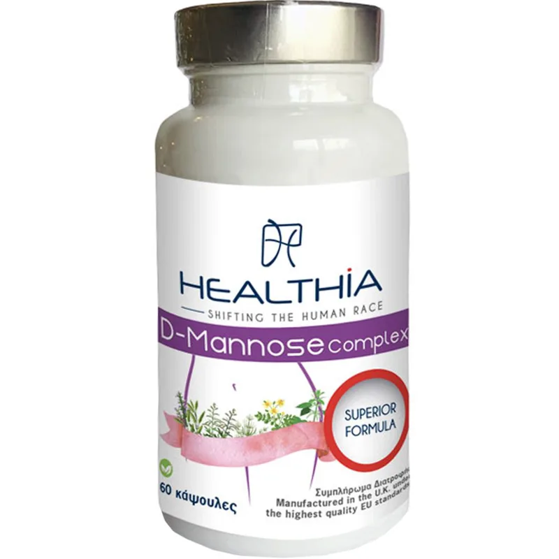 Healthia D-Mannose Complex Συμπλήρωμα Διατροφής Μαννόζης, Βιταμινών, Μετάλλων & Εκχυλίσματος Βοτάνων για την Αντιμετώπιση των Λοιμώξεων του Ουροποιητικού Συστήματος στις Γυναίκες 60caps