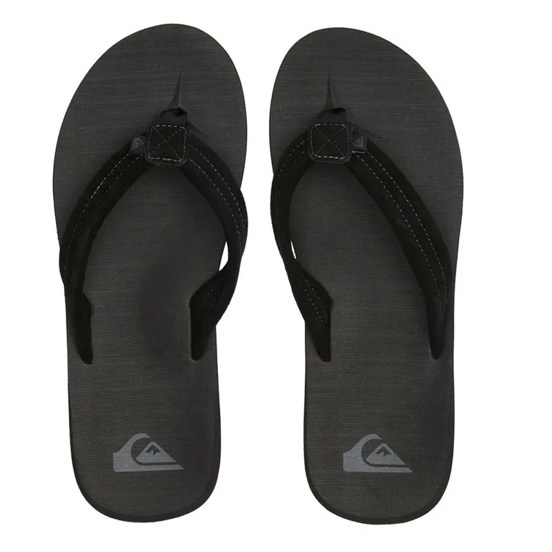 Quiksilver Carver Suede Core Ανδρικές Δερμάτινες Σαγιονάρες AQYL101323-KVJ1 Μαύρο