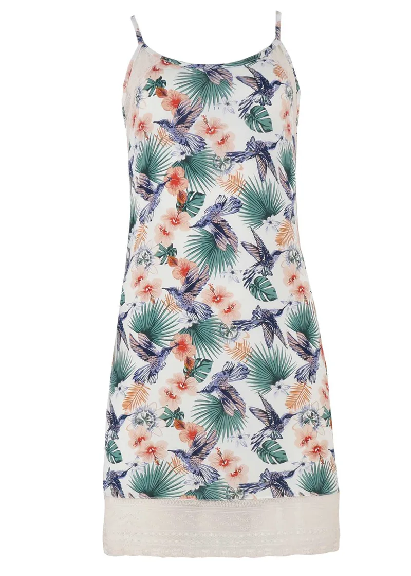 Γυναικείο νυχτικό all print floral. Comfortable style. ΛΕΥΚΟ
