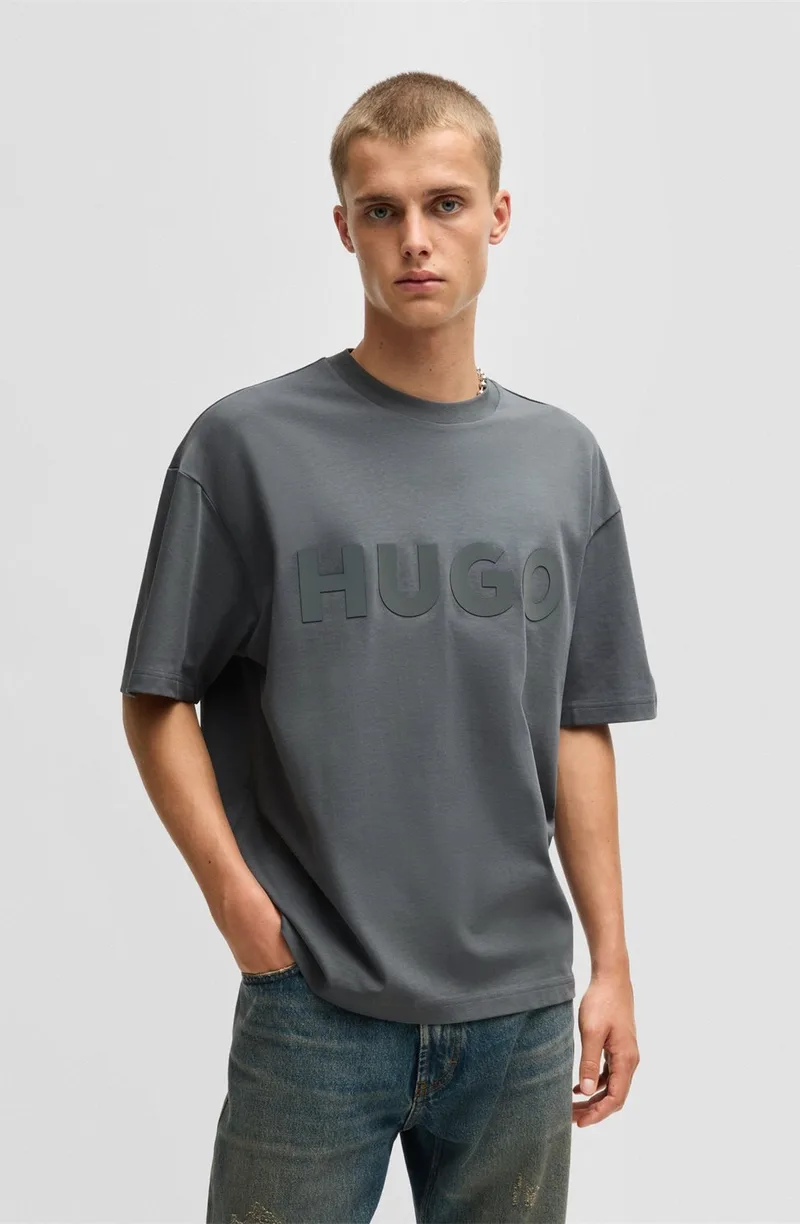 Hugo Ανδρικό T-Shirt Oversized Fit Βαμβακερό Με Logo