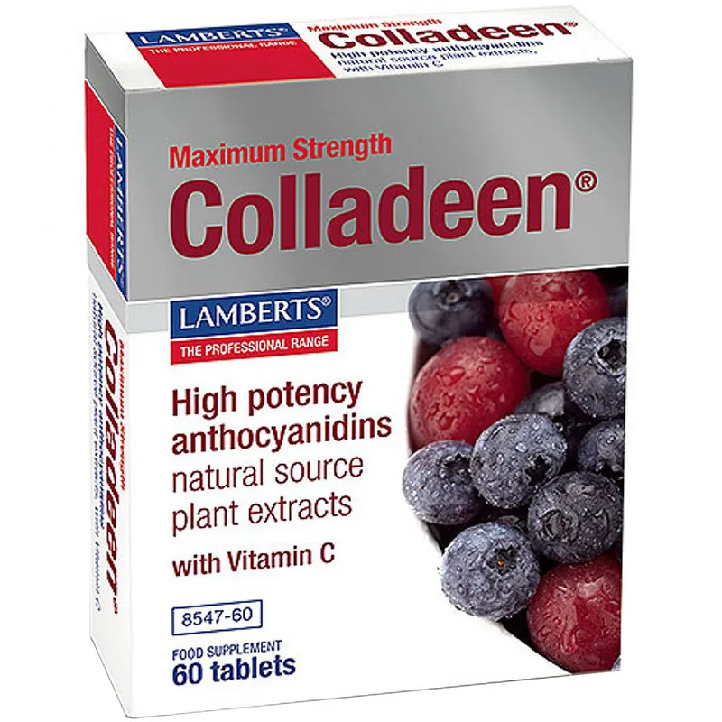 Lamberts Colladeen Maximum Strength Συμπλήρωμα Διατροφής με Ανθοκυανιδίνες για την Ενίσχυση Παραγωγής Κολλαγόνου του Δέρματος, των Αγγείων & Οστών με Αντιοξειδωτικές Ιδιότητες 160mg, 60tabs