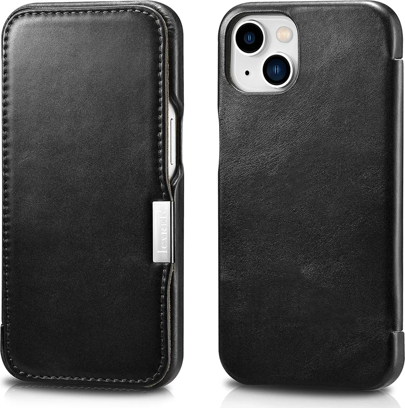iCarer Vintage Series Side-Open Δερμάτινη Θήκη Apple iPhone 13 - Black (RIX1306-BK)