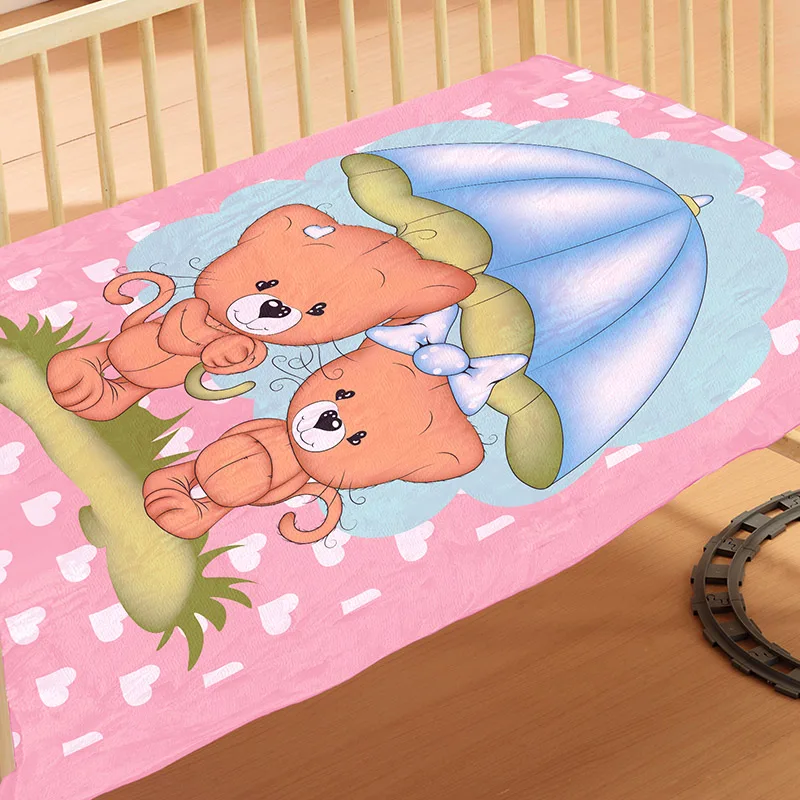 Κουβέρτα Βελουτέ Κούνιας 110X140 Dimcol Rainy Bears 06 (110x140)
