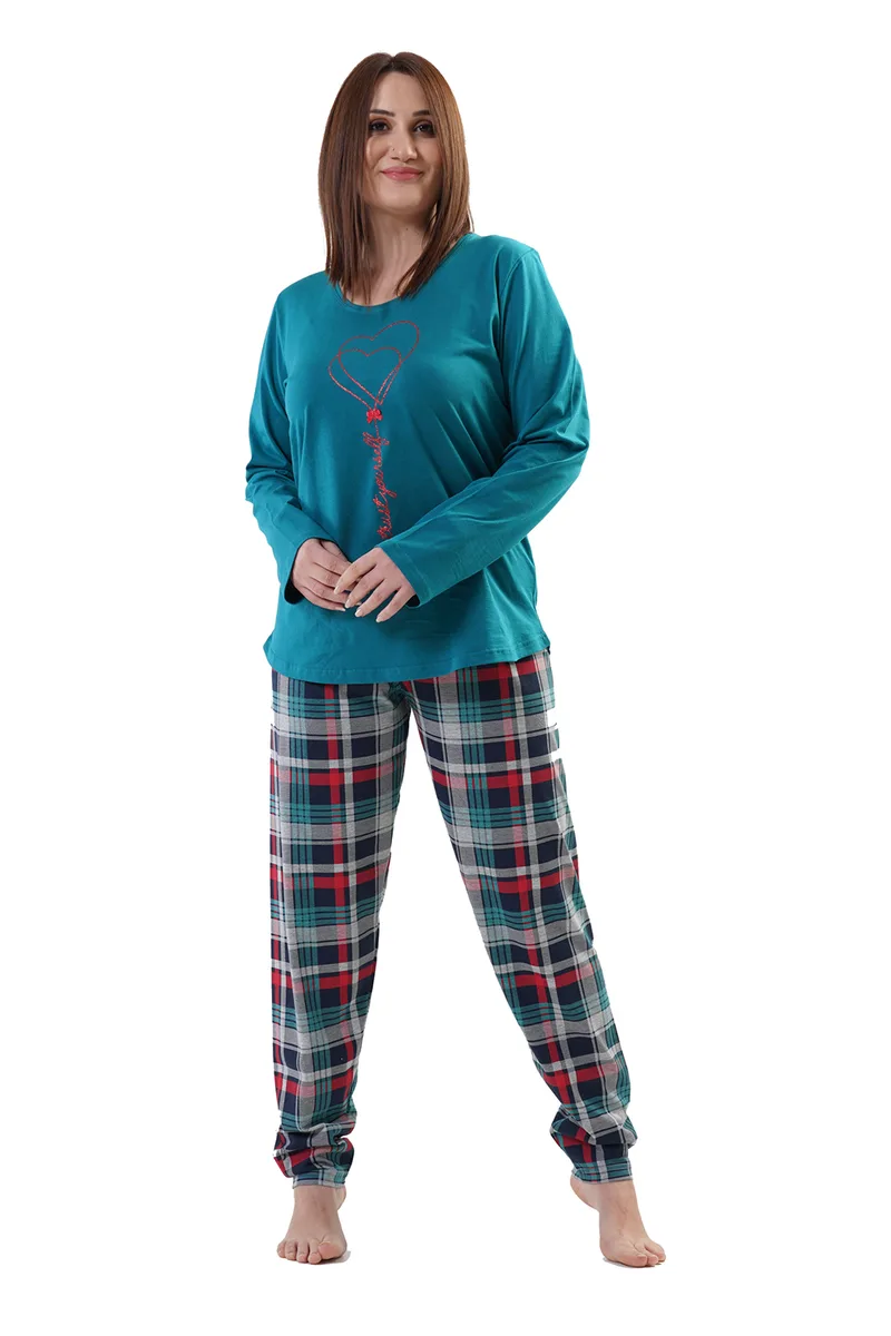 Vienetta Γυναικεία χειμερινή πυτζάμα "Trust Your Self" Plus Size (1XL-4XL)-202057
