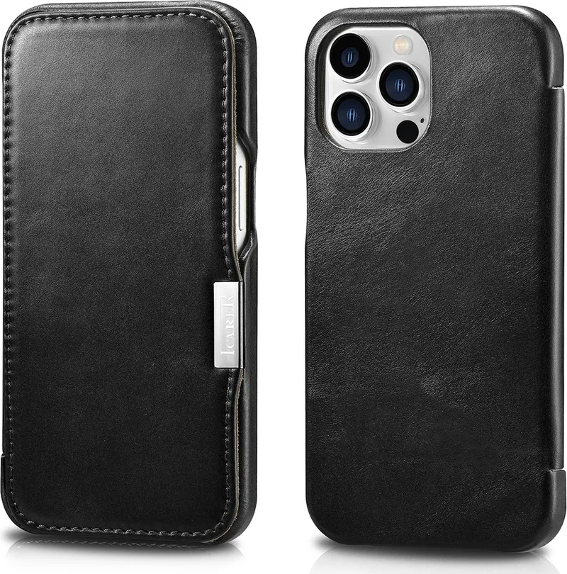 iCarer Vintage Series Side-Open Δερμάτινη Θήκη Apple iPhone 13 Pro - Black (RIX1307-BK)