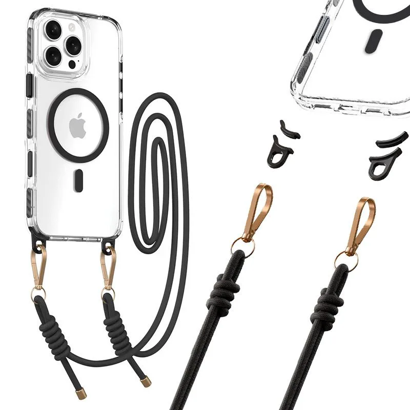 Θήκη Orso Detachable Lanyard Magsafe Clear Black iPhone 13/14