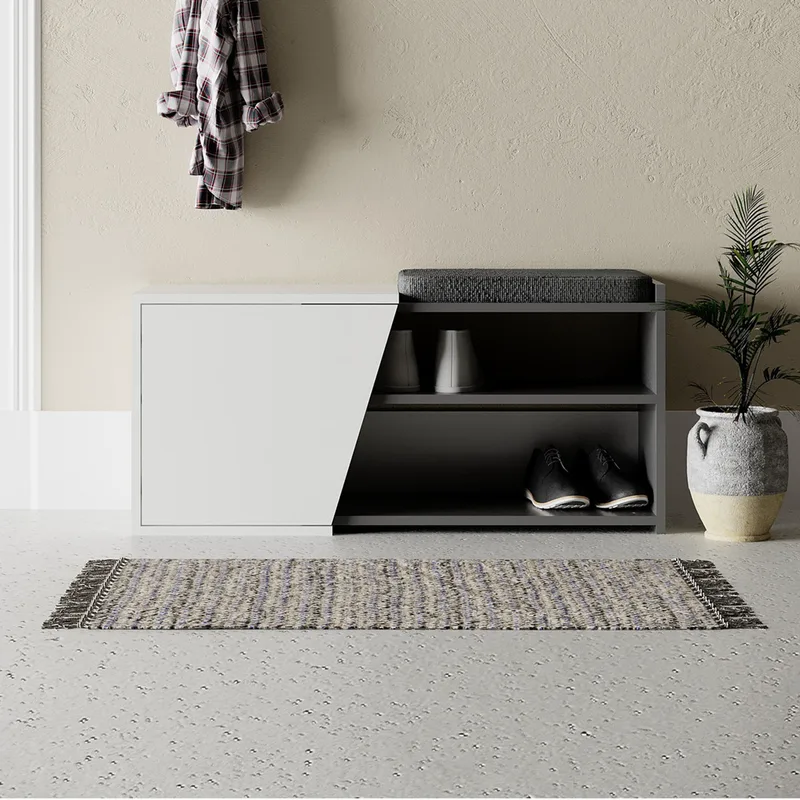 Παπουτσοθήκη Fiona Bench - Anthracite, White 855Dte5105 (104,6x2x37,5 cm)
