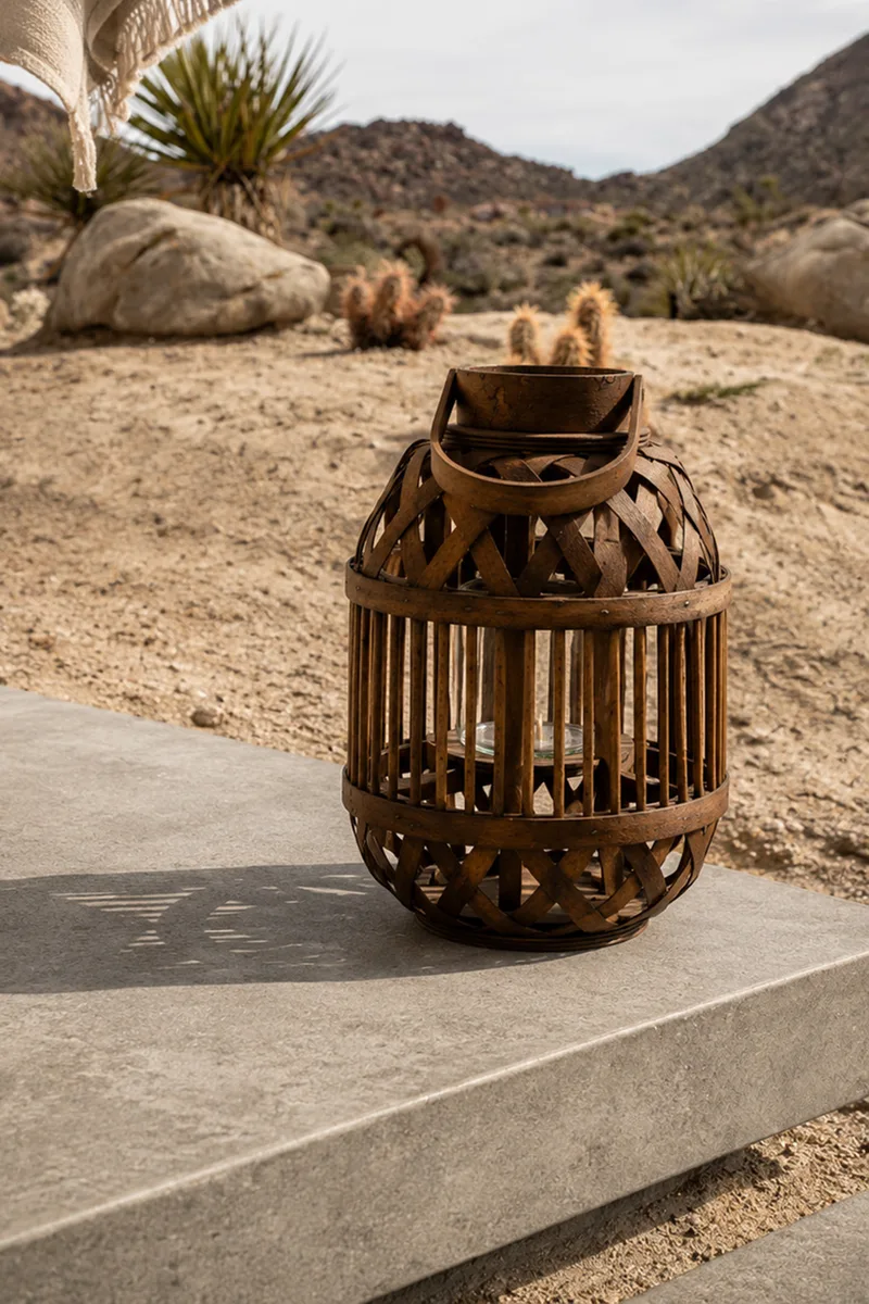 Φαναρι Απο Ξυλο Bamboo 34Cm 22.5x22.5x34cm Μονόχρωμο Kaeming