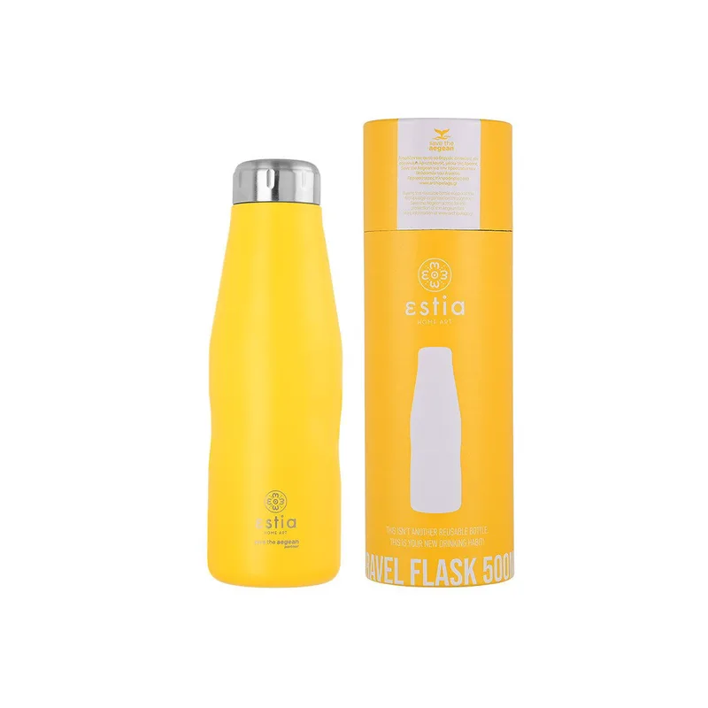 Estia Θερμός Travel Flask Save The Aegean 500Ml Pineapple Yellow