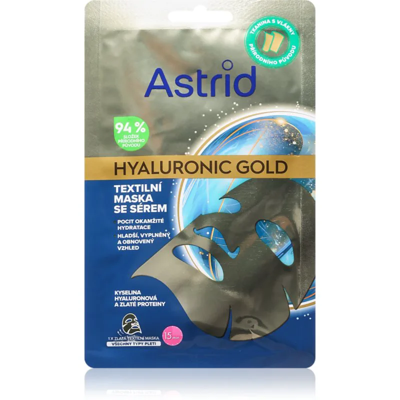 Astrid Hyaluronic Χρυσό υφασμάτινη μάσκα για άμεση σύσφιξη και λείανση του δέρματος 1 τμχ