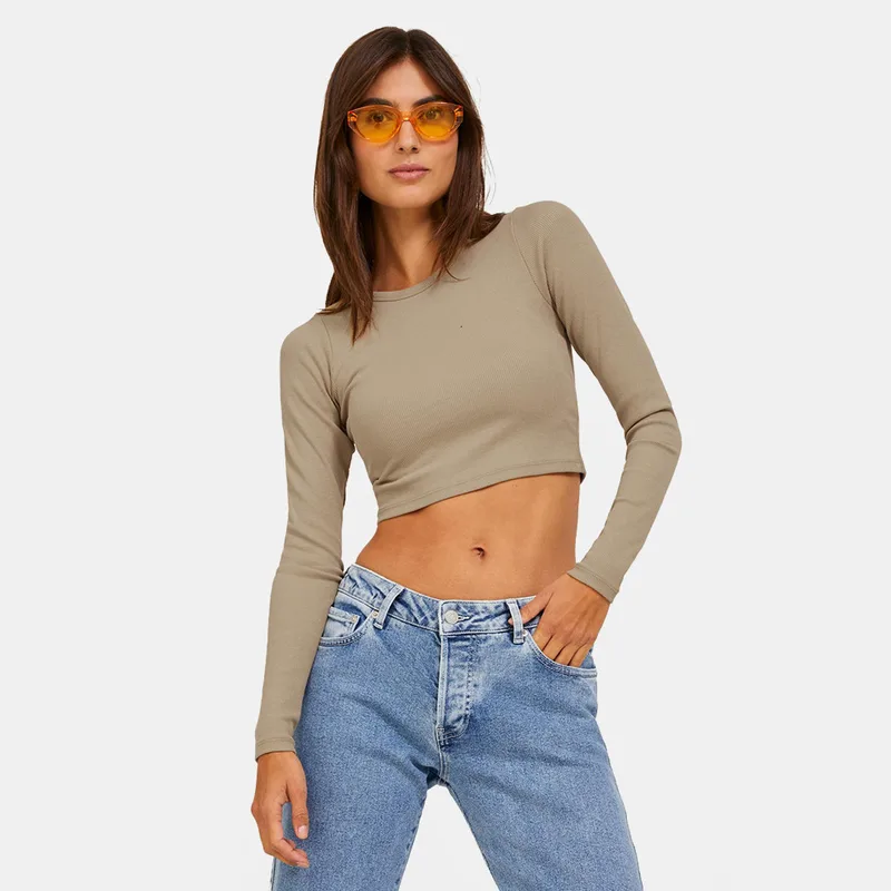 JJXX Jxfeline Γυναικεία Cropped Μπλούζα με Μακρύ Μανίκι (9000139363_22898)