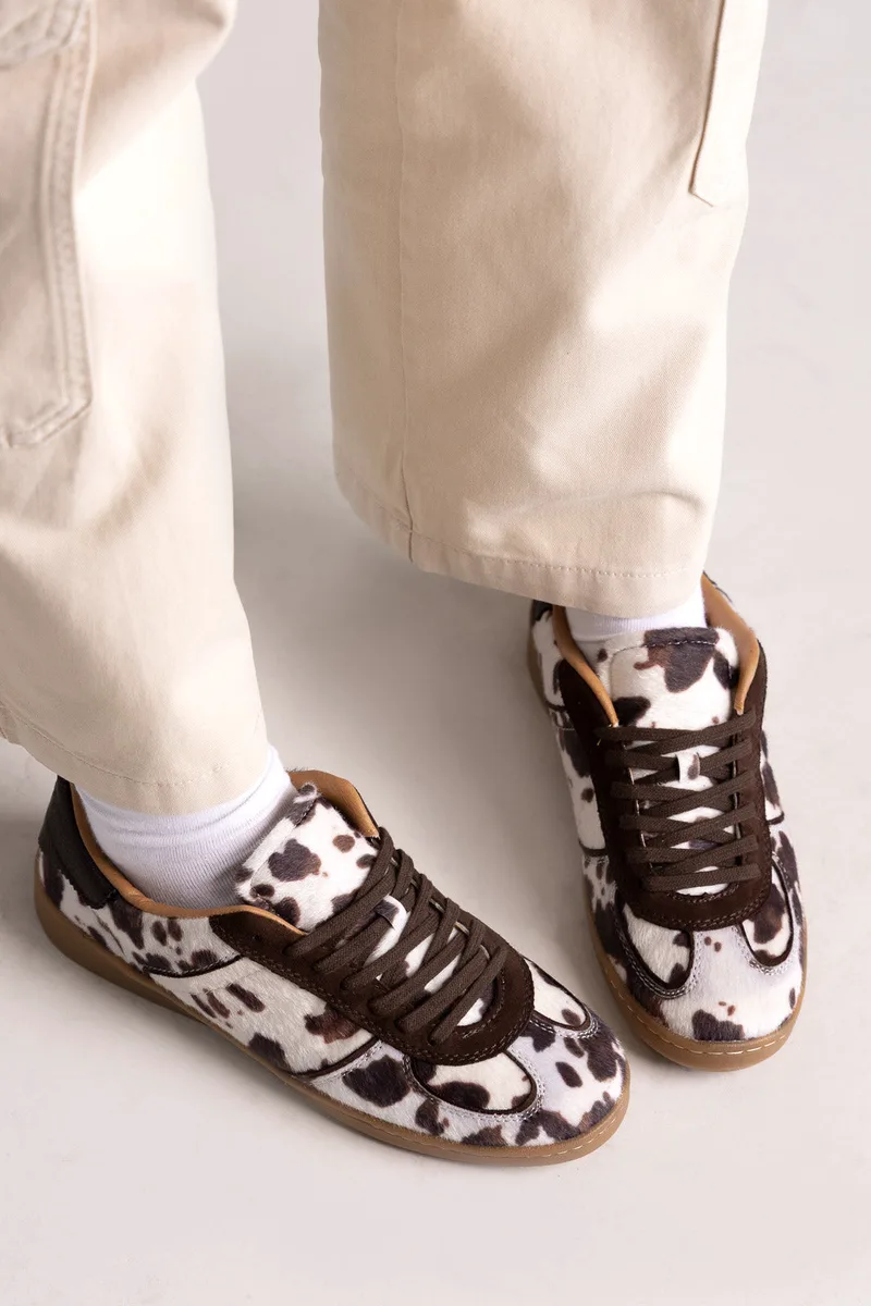 CORINA Animal Print Sneakers - M5525 - Brown Cow Pony