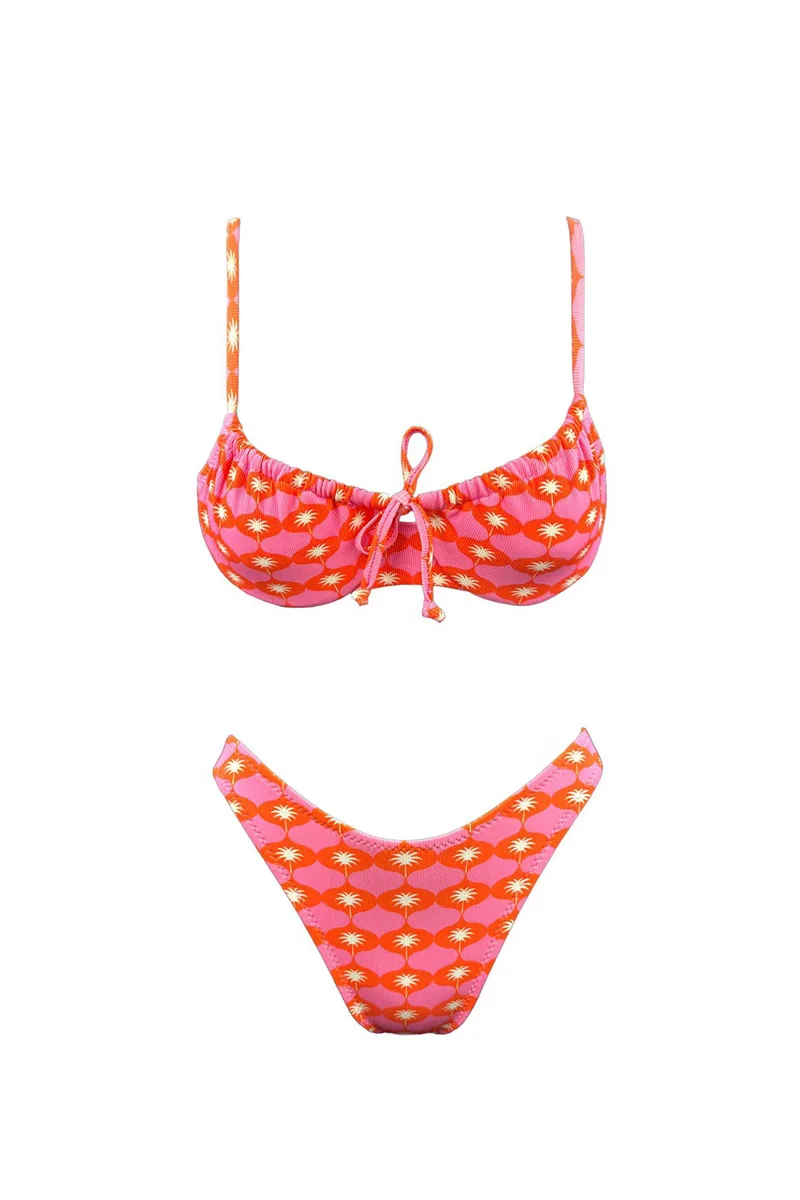 Emma Swimwear σετ γυναικείο μαγιό μπικίνι "Tropic Ruched" - EMMA 981 Ροζ