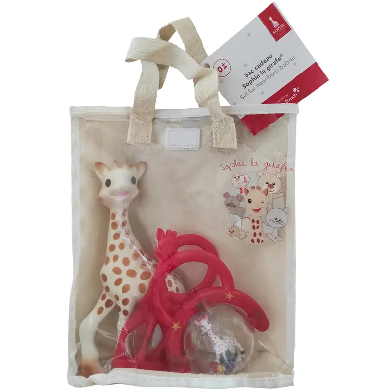Sophie La Girafe Set for New-Born Babies Κωδ 516343 Σετ Δώρου για Νεογέννητα με Παιχνίδι Καμηλοπάρδαλη & Κουδουνίστρα, Μασητικό σε Διάφορα Σχέδια 0m+, 1 Τεμάχιο