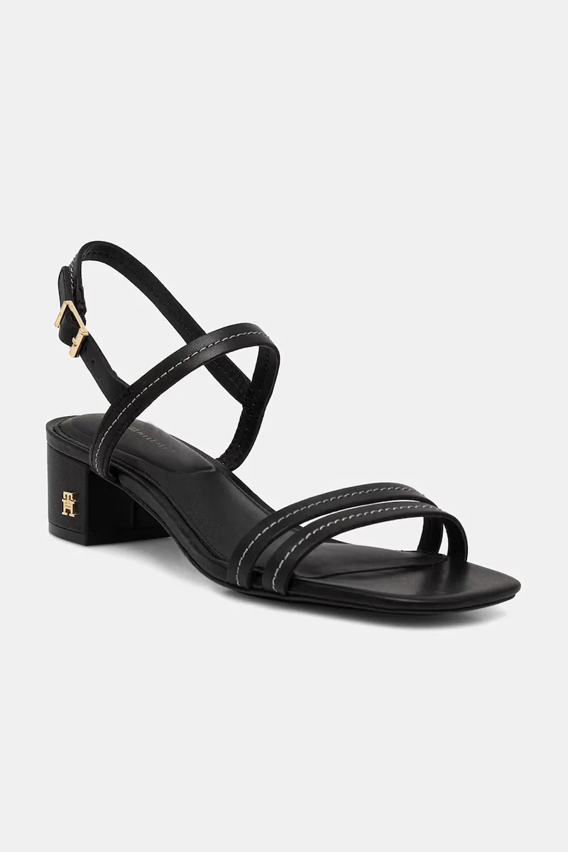 Tommy Hilfiger σανδάλια δερμάτινα LOW HEEL SANDAL STITCHING